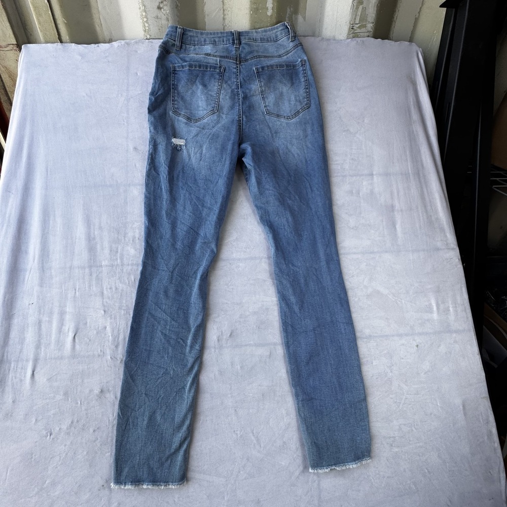 Refuge Colombia Jeans Womens 9 Blue Curvy Ultra High Rise Frayed Hem Distressed